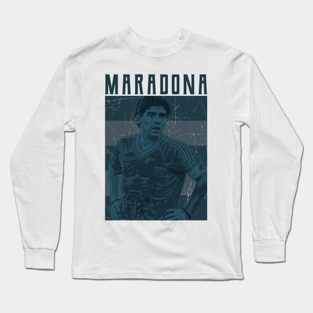 Diego maradona, retro 1978, football player Long Sleeve T-Shirt by Aloenalone